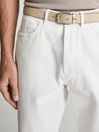 Reiss Sand Aldwych Reversible Leather & Suede Belt