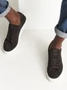 Reiss Chocolate Finley Suede Trainers