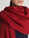 Reiss Red Picton Oversized Cashmere Blend Fringed Scarf
