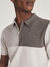 Reiss Putty Melange Port Wool Cotton Blend Polo Shirt