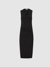 Reiss Black Tora Ruched Wool-Jersey Bodycon Dress