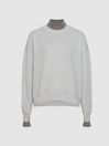 Reiss Grey Regan Rib Trim Cotton Jersey Sweatshirt