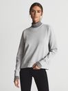 Reiss Grey Regan Rib Trim Cotton Jersey Sweatshirt