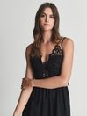 Reiss Black Serena Lace Detailed Midi Dress