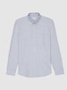 Reiss Grey Melange Meantime Oxford Cotton Shirt
