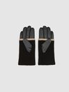 Reiss Black Ambrose Knitted & Leather Gloves