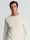 Reiss Ecru Avenue Garment Dyed Long Sleeve T Shirt