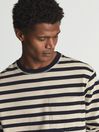Reiss Navy/Stone Perry Striped Long Sleeve T-Shirt