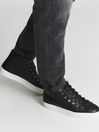 Reiss Black Afton Leather Trainers