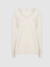 Reiss White Trinny Ribbed Cashmere Blend Jumper