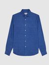 Reiss Bright Blue Ruban Linen Regular Fit Shirt
