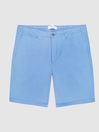 Reiss Bright Blue Ezra Cotton Linen Blend Shorts