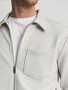 Reiss Off-White Dustin Zip Through Polo Overshirt