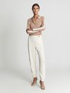 Reiss White/Camel India Colour Block Ribbed Jersey Top