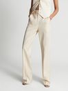 Reiss White Luna Regular Premium Suit Wide Leg Trousers