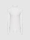 Reiss White Phoebe Jersey Roll Neck Top