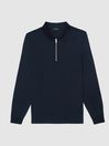 Reiss Navy Ashdown Golf Half Zip Polo Shirt