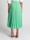 Reiss Green Izzie Pleated Midi Skirt
