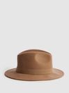 Reiss Camel Ashbourne Wool Fedora Hat