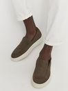Reiss Taupe Acer Leather Slip-On Loafers