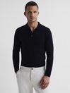 Reiss Navy Trafford Merino Wool Polo Shirt