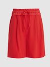 Reiss Red Reni Ruffle Pull On Shorts