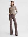 Reiss Taupe Phoebe Second Skin Roll Neck Top