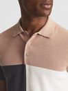Reiss Pink Primo Press Stud Colourblock Polo T-Shirt