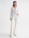 Reiss Cream Florence Regular High Rise Flared Trousers