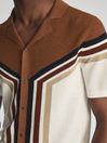 Reiss Rust Vinci Cuban Collar Panel Detail Shirt
