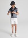 Reiss Denim Melange Duchie Junior Merino Wool Open Collar Polo Shirt