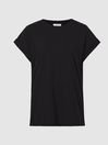 Reiss Black Tereza Cotton-Jersey Crew Neck T-Shirt