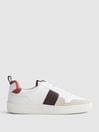 Reiss White Bordeaux Mix Aira Low Top Leather Trainers