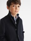 Reiss Navy Gable Junior Single Breasted Overcoat