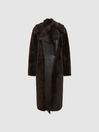 Reiss Dark Aubergine Dana Regular Reversible Longline Shearling Coat