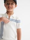 Reiss White Sergant Junior Half Zip Stripe Detail Polo T-Shirt