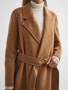 Reiss Camel Honor 100% Cashmere Wool Blindseam Long Coat