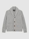 Reiss Soft Grey Melange King Senior Shawl Collar Cashmere Cardigan