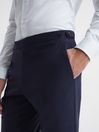 Reiss Navy Bold Slim Fit Wool Trousers