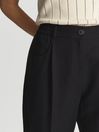 Reiss Black Shae Regular Linen Blend Pull On Trousers