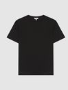 Reiss Black Caspian Mercerised Crew Neck T-shirt