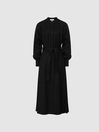 Reiss Black Darcy Petite Belted Midi Shirt Dress