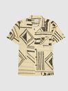 Reiss Yellow Mackrae Cuban Collar Tribal Print Shirt