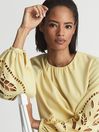 Reiss Yellow Belle Embroidery Interest Blouse