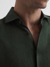 Reiss Khaki Ruban Linen Regular Fit Shirt