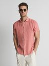 Reiss Coral Holiday Linen Slim Fit Shirt