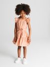 Reiss Peach Malin Jr Printed Textured Mini Dress