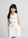 Reiss White Dana Junior Linen Blend Mini Dress