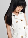Reiss White Dana Junior Linen Blend Mini Dress