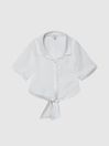 Reiss Ivory Corrine Junior Tie Front Linen Shirt